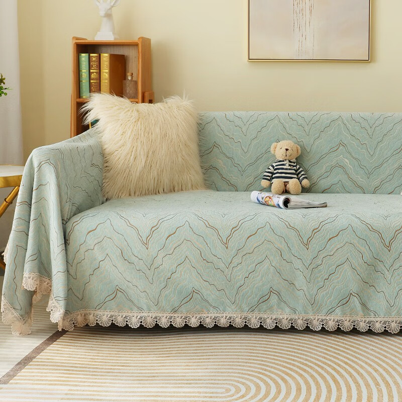 珂米雪尼尔沙发盖布全盖套罩四季通用防滑北欧网红沙发巾夏季2023新款 水波纹-绿 180*300cm(三人位/大贵妃位) 京东折扣/优惠券