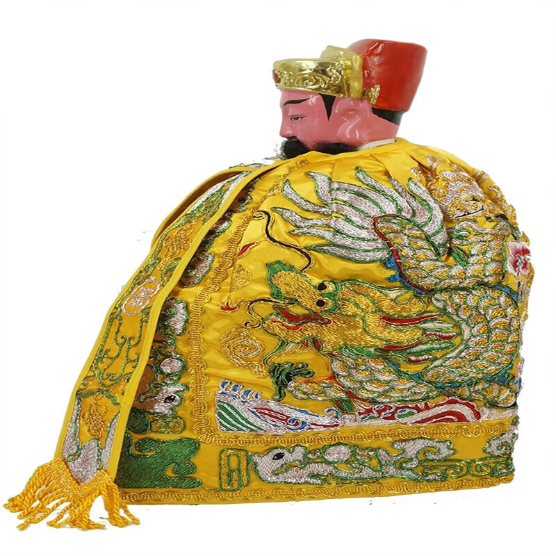 玉皇大帝龙袍披风纯手工凸绣神明衣服关圣帝君财神爷斗篷 金色 6寸