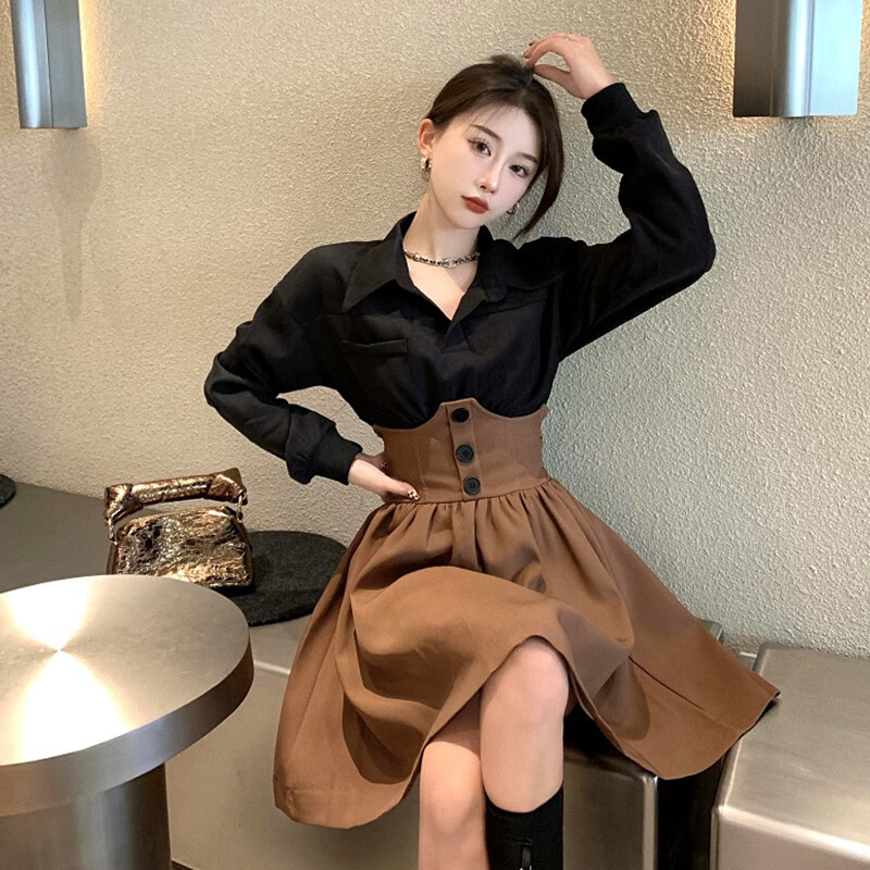 新款连衣裙秋季时尚气质轻熟小个子早秋女套装港味法式感子成熟御姐风