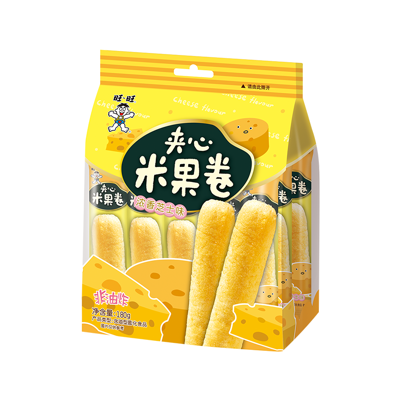 旺旺 夹心米果卷 芝士味 180g 零食 膨化食品 饼干糕点
