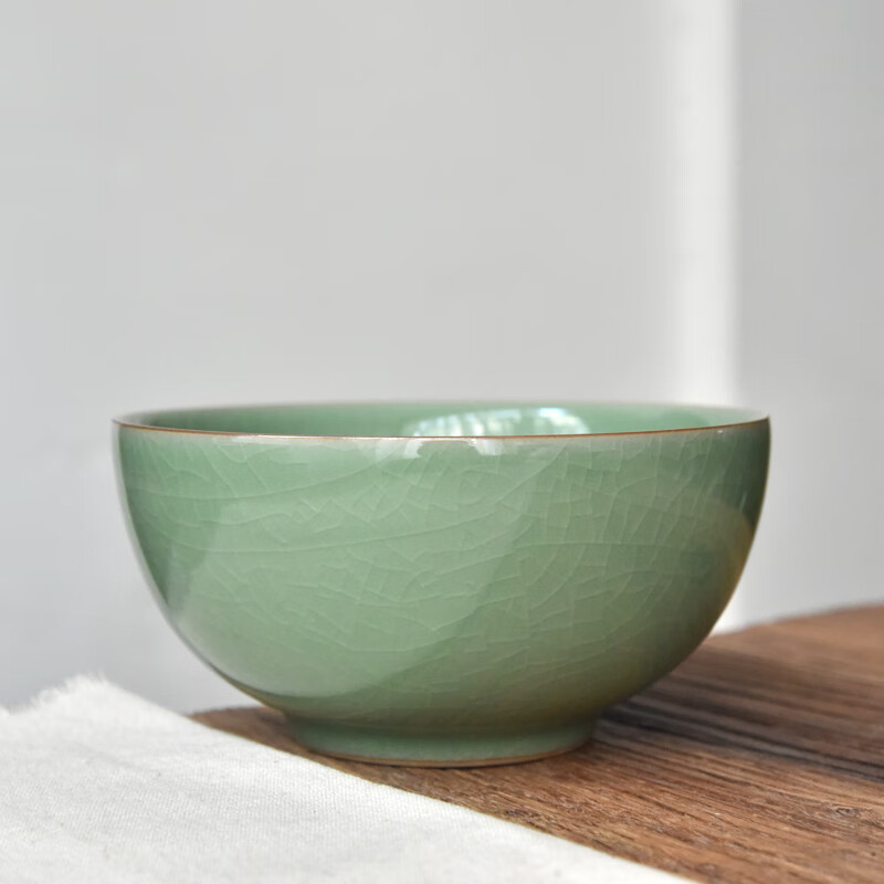 涵青堂陶瓷面碗创意沙拉碗家用大号拉面碗龙泉青瓷哥窑冰裂纹泡面碗