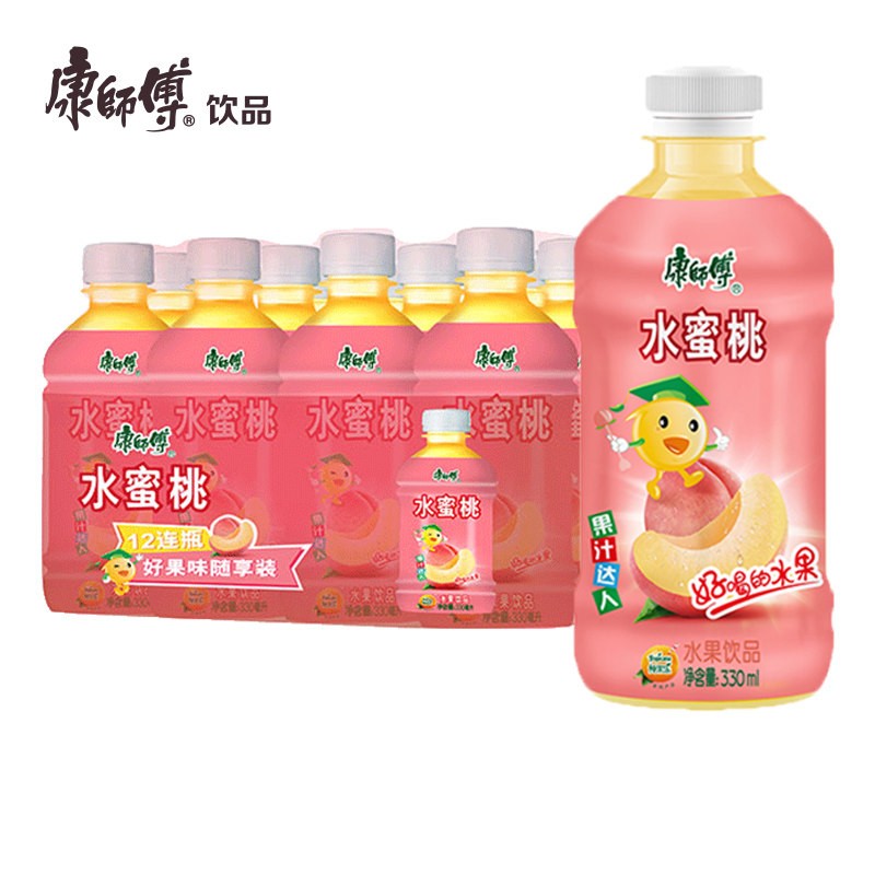康师傅水蜜桃果汁330ml*12/24小瓶装野炊聚餐果味饮料整箱 水蜜桃330m