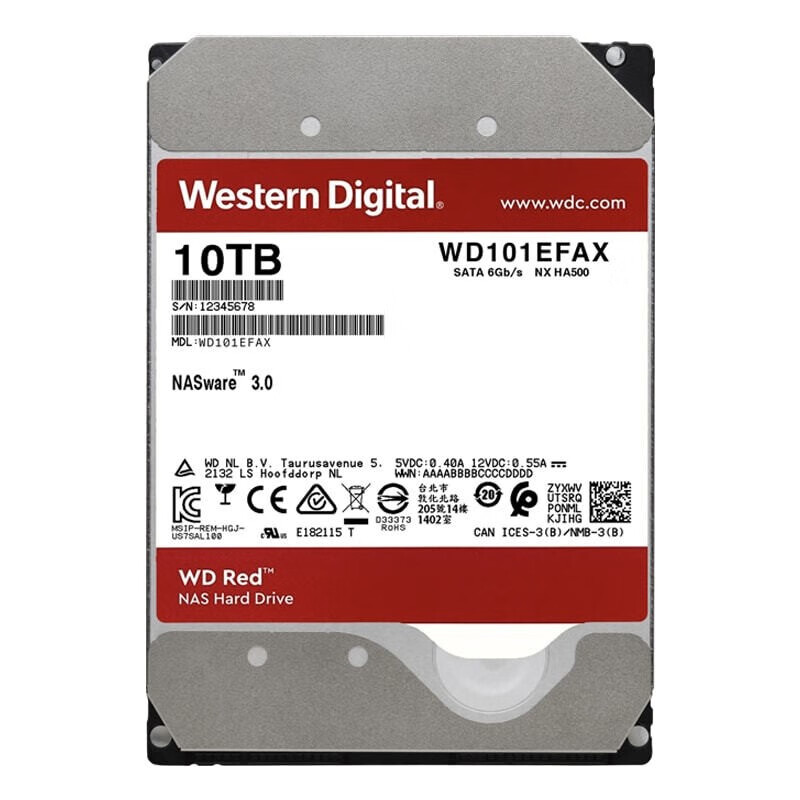 西部数据（WD）红盘 10T SATA6Gb台式机械硬盘 网络存储 NAS 个人云 企业云