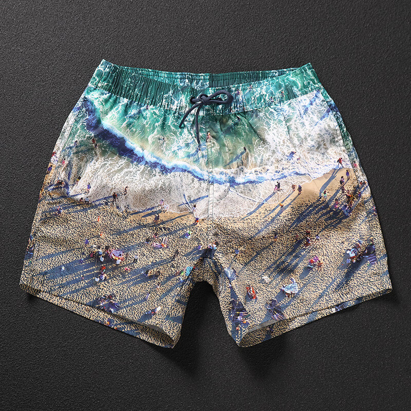 希宾(seobean)沙滩裤男速干可下水 海边度假印花四分短裤 休闲宽松带