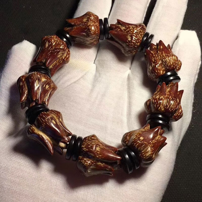 天然海南血红滴血莲花菩提子手串 莲花菩提佛珠手链男女款九瓣 图片色