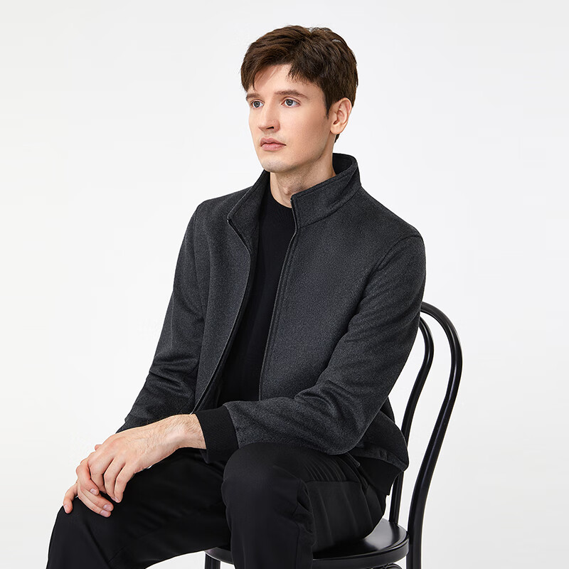 金利来【商场同款】金利来GY夹克男立领秋冬季含羊毛防风保暖外套上衣 黑色 L