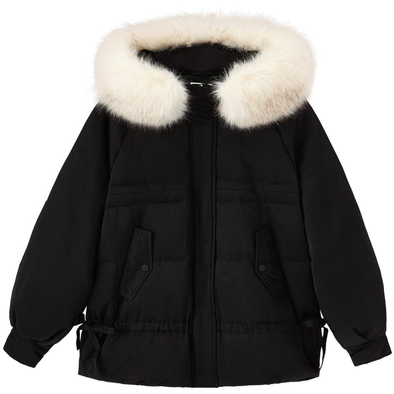 茵曼羽绒服1814005：毛绒连帽收袖口短款冬装新款拉链暗扣修身抽绳温暖羽绒服价格历史走势等详解