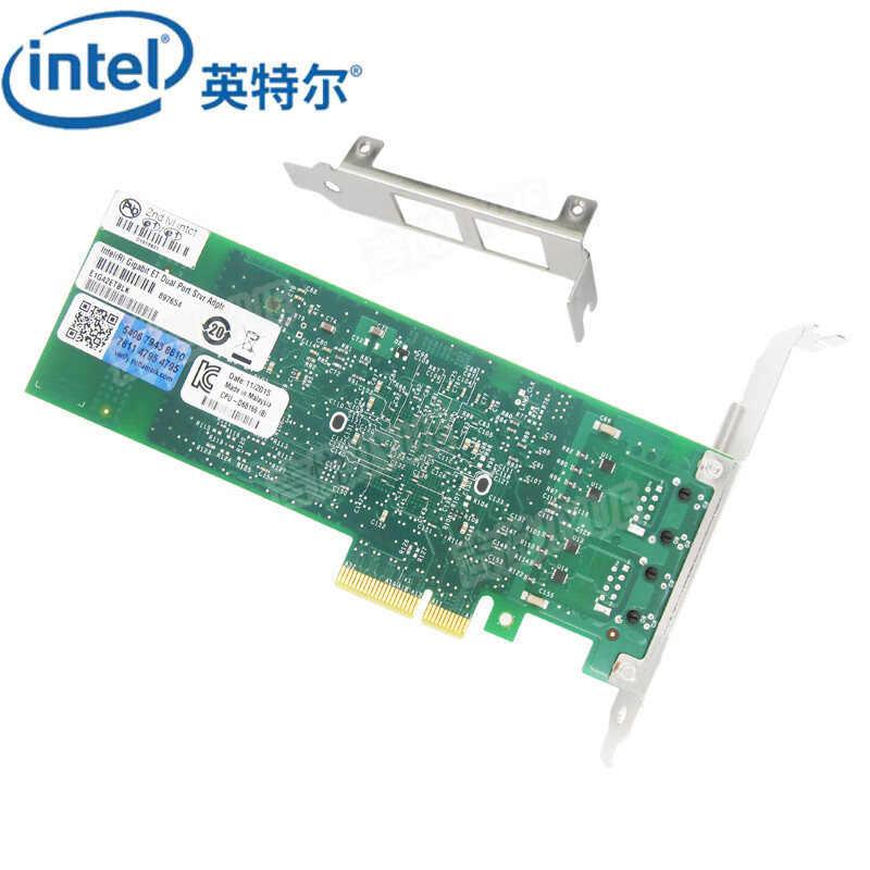 英特尔（Intel） 千兆网卡E1G42ETBLK双口网线PCIeX4服务器台式机网卡支持ROS软路由器虚拟化冗余原装 