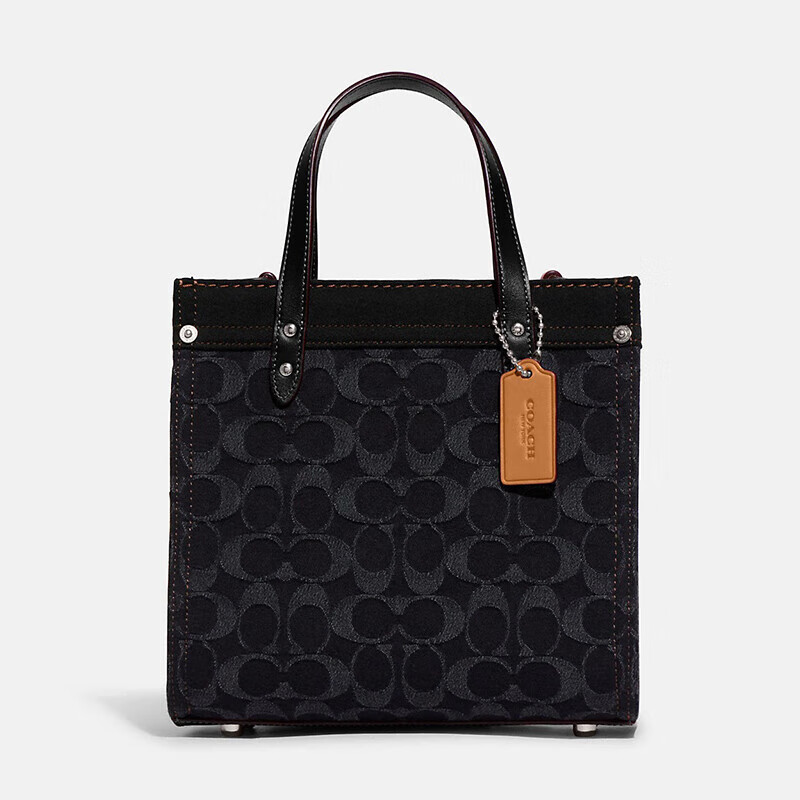 蔻驰(coach)女士 经典标志丹宁布field 22号托特包 手提包单肩斜挎包