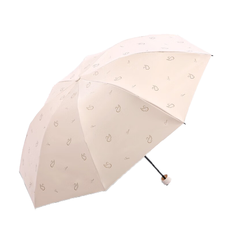 天堂 防紫外线晴雨伞三折黑胶防晒太阳伞遮阳伞57*8骨 天鹅米色