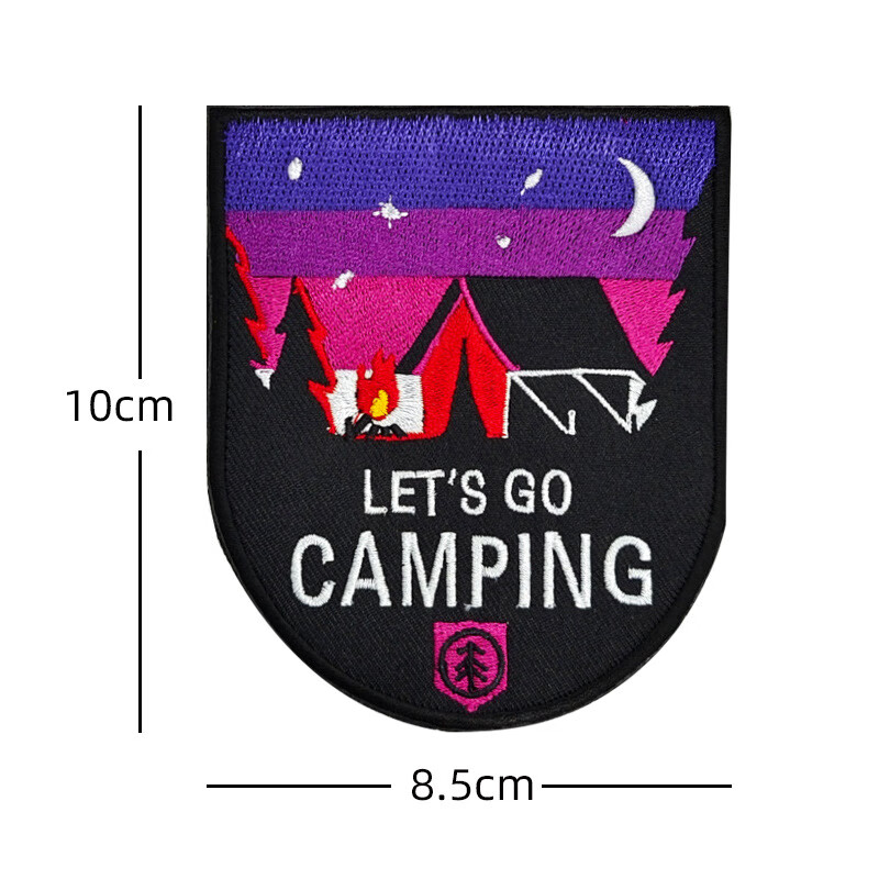 户外露营风景 徒步穿越 刺绣魔术贴章 探险徽章 汽车越野胸章 背包贴
