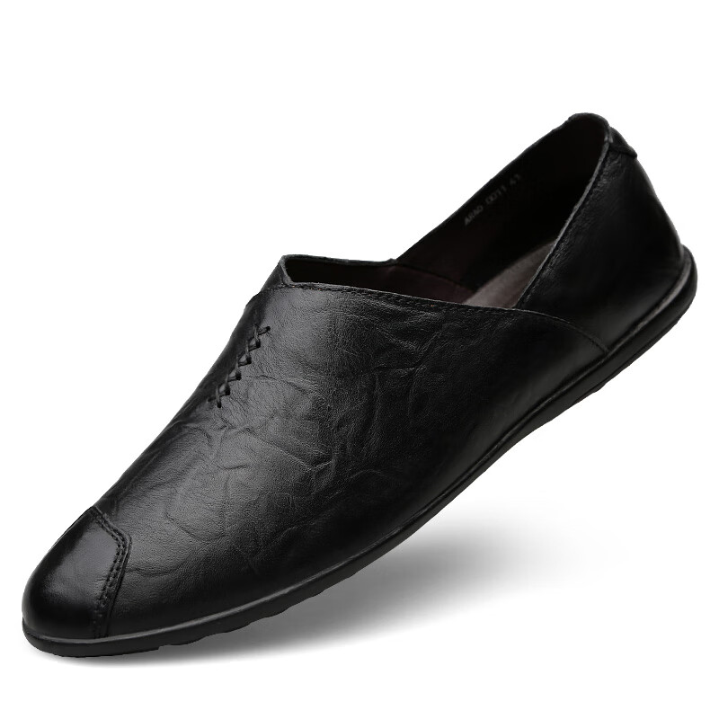 秋季男鞋真皮软底软面皮男士豆豆鞋韩版休闲皮鞋男懒人尖头鞋子潮