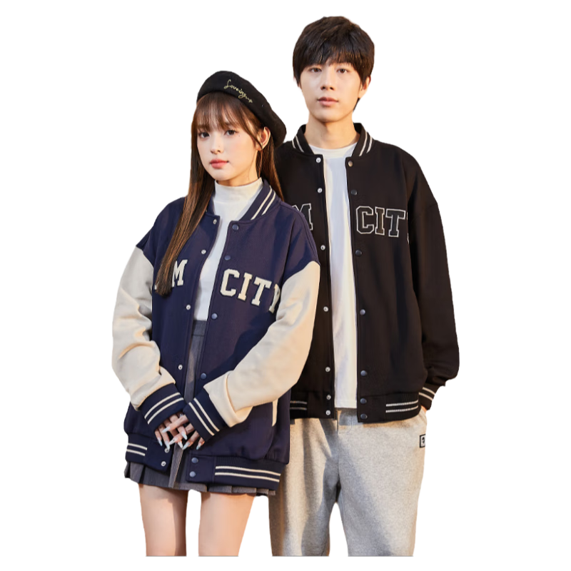 唐獅（TonLion）2024情侶棒球服外套寬松休閑男女同款 黑色（男女同碼） M