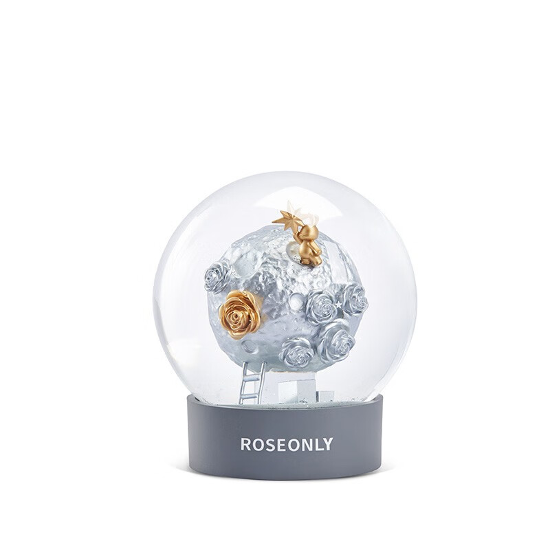 Roseonly諾誓玫瑰星球水晶球永生花礼盒结婚纪念日生日送女朋友七夕情人节礼物 虎窝购