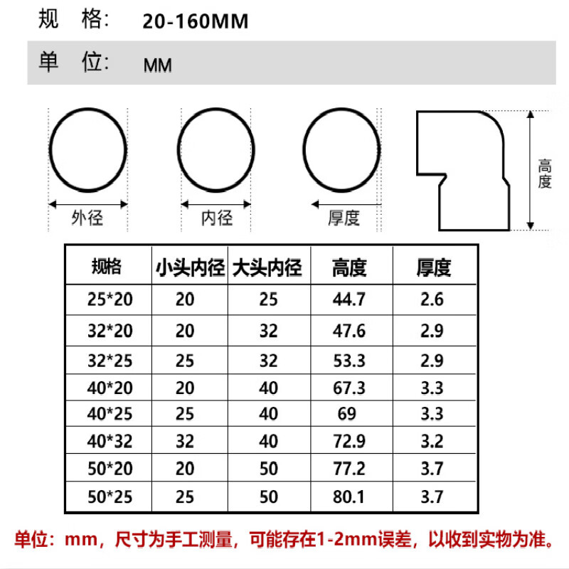 天下第一山pvc加厚变径弯头排水管异径90度110变75 63 50 大小直角