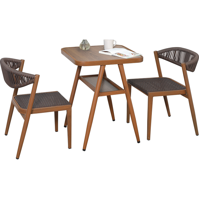 紫叶阳台桌椅三件套家用迷你茶几一桌两椅休闲现代简约藤椅阳台茶桌