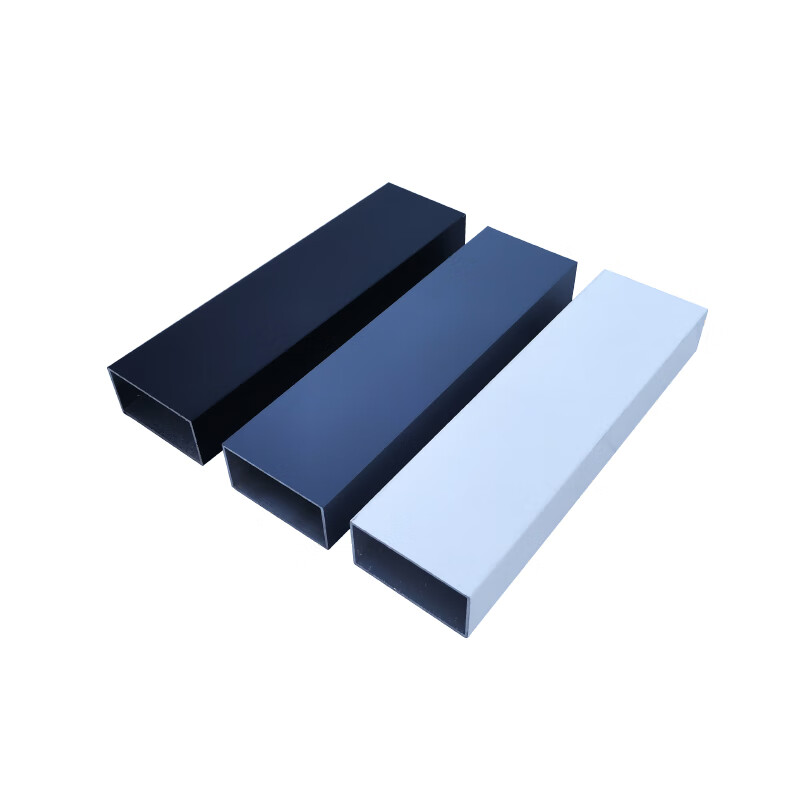 以琛定制铝合金方管 磨砂黑色灰色平光白色 矩形铝管 空心扁管零切50*