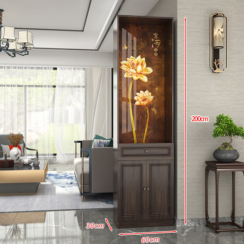 槿赋进门玄关柜正对大门屏风隔断柜置物架现代简约进门入户客厅实木新