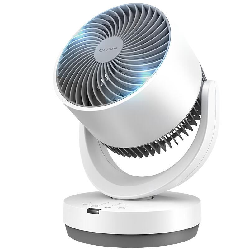 艾美特（AIRMATE）空气循环扇桌面电风扇家用节能遥控迷你小风扇台式小巧桌面扇涡轮循环对流大风量摇头轻音低噪宿舍 旋钮款【轻音节能+小巧便携】大风力