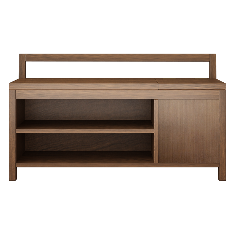 千美居 實木換鞋凳鞋柜一體簡約儲物收納柜門廳長條凳家用入戶穿鞋凳 艾菲色80*30*50