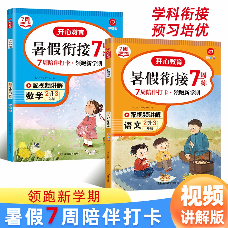 暑假衔接语文+数学(共2册) 2023小学二升三年级承上启下复习+预习培优领跑新学期提升专项训练