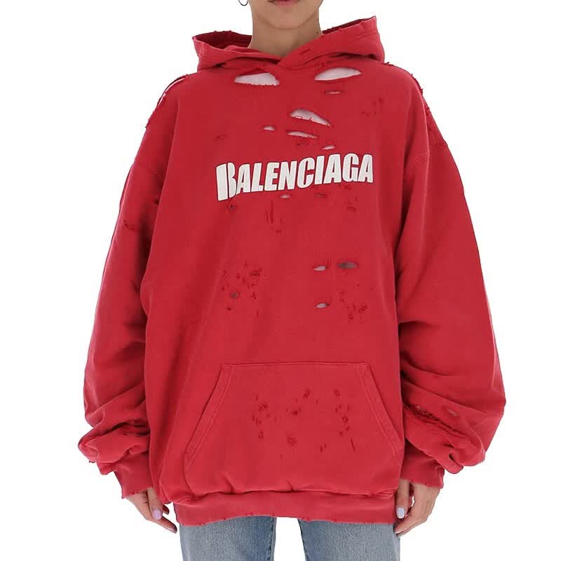 【节日礼物】balenciaga 巴黎世家 女士时尚休闲棉质连帽卫衣 红色