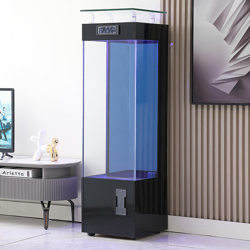 一米阳光鱼缸客厅家用超白玻璃电视柜旁小型落地立式金鱼缸水族箱2024