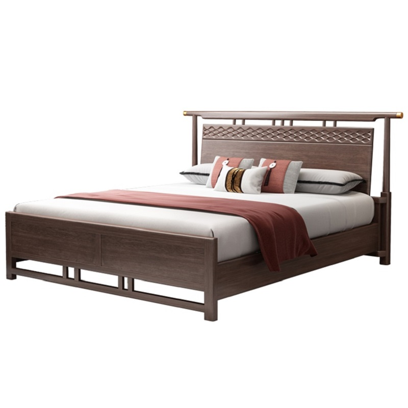 荟兰轩 床 新中式全实木床双人床1.8米现代中式主卧大床婚床卧室家具 1500*2000(白蜡木)