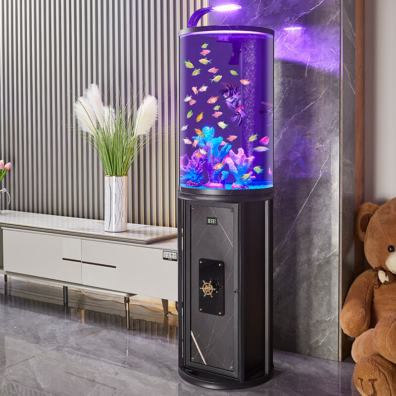 海丽雅2023新款创意客厅水族箱办公室半圆形鱼缸小型金鱼缸底滤金鱼缸