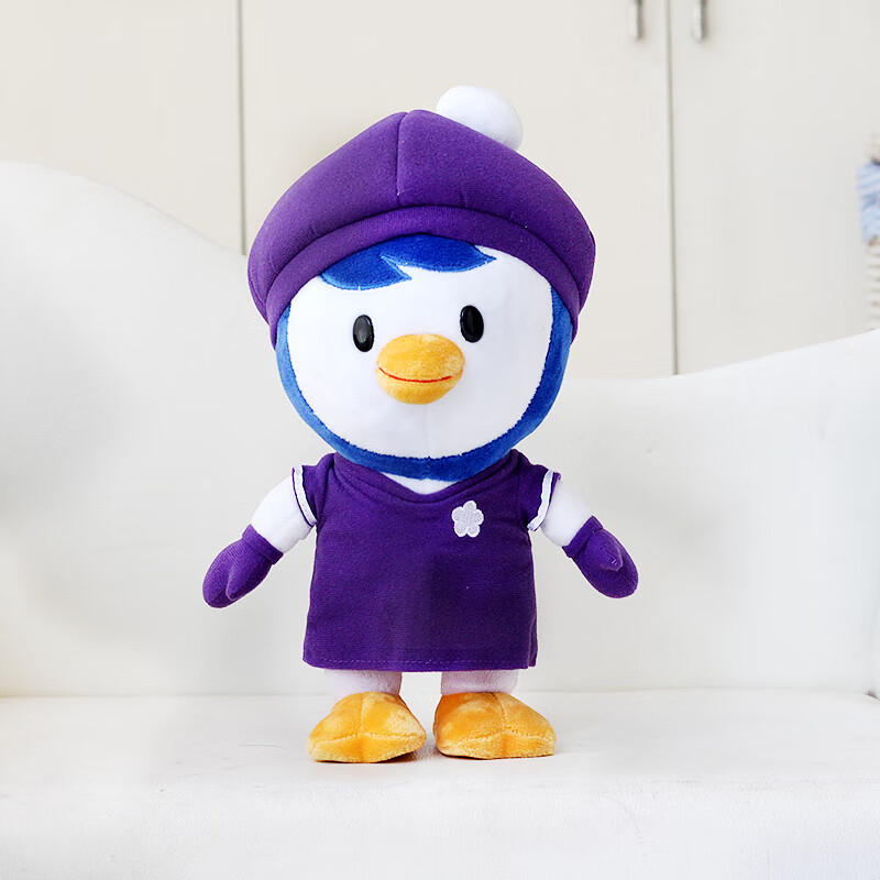 pororo企鹅 韩国波鲁鲁pororo毛绒玩 28厘米紫色企鹅 啵乐乐系列