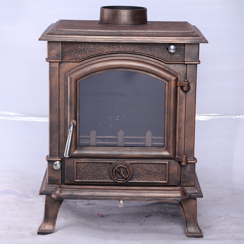 独立真火壁炉燃木铸铁火炉别墅取暖炉欧式现代劈柴炉家用木柴 黑色