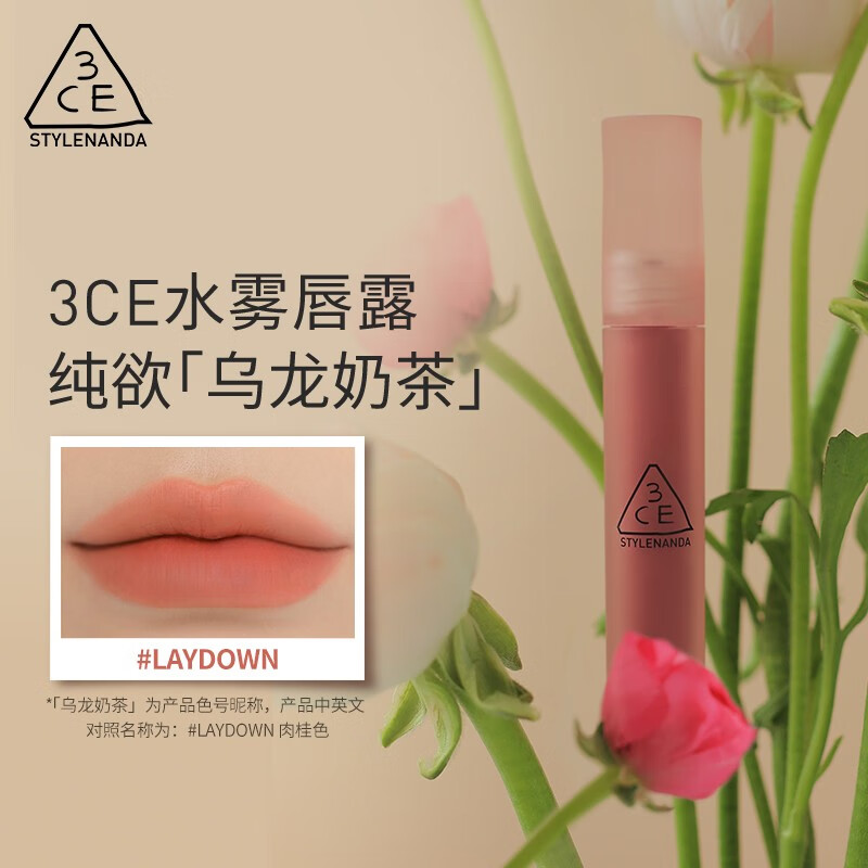 STYLENANDA 3CE水雾唇露唇釉口红#肉桂色#LAYDOWN乌龙奶茶生日礼物送女友