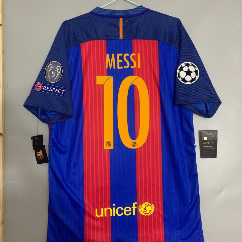 运动球 欧冠三章#胸前金盾#梅西10号 s身高165-172体重不超130斤