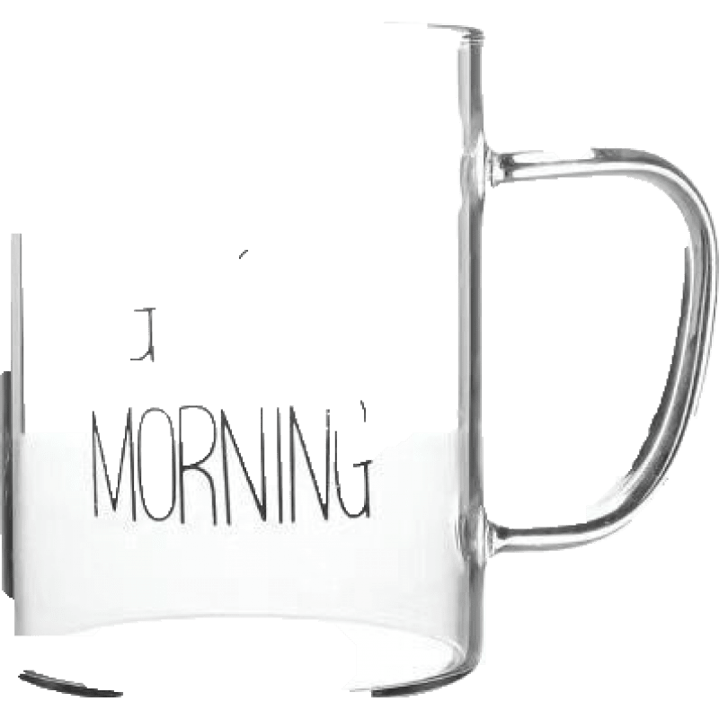 玻璃杯 耐热透明玻璃水杯带把杯子男女字母早餐牛奶杯简约果汁杯 黑字goodmorning