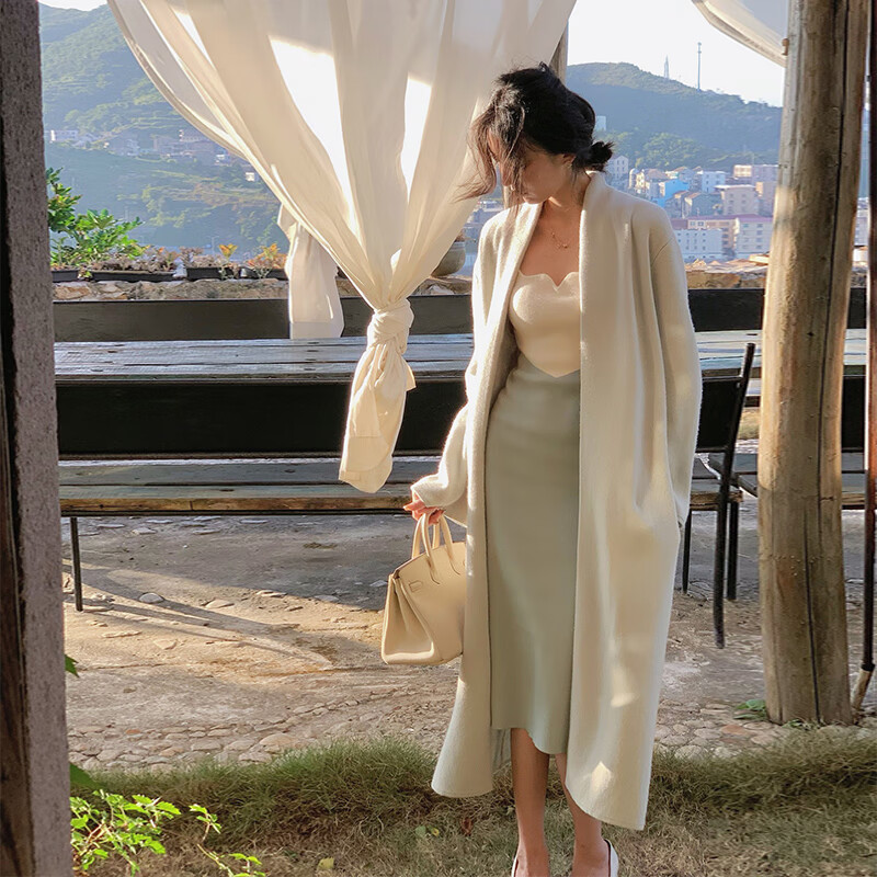 毛呢大衣女中长款冬季加厚过膝小个子装修身显瘦慵懒外套秋冬新款针织