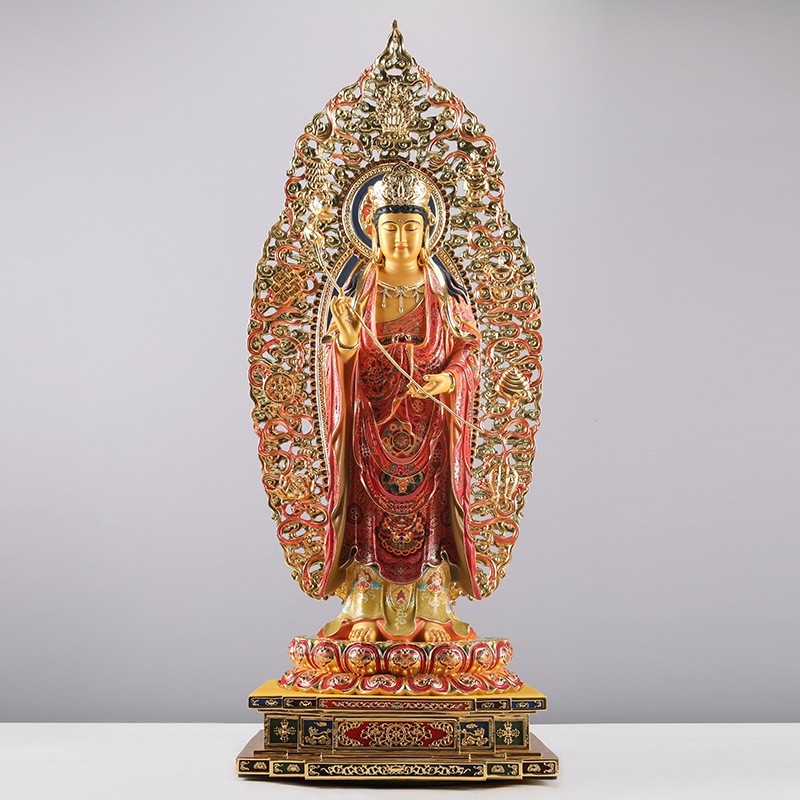 盛凡臺灣觀(guān)音菩薩佛像寶彩西方三圣佛像銅鎏金阿彌陀佛像居家供奉擺件 108CM金剛座觀(guān)音