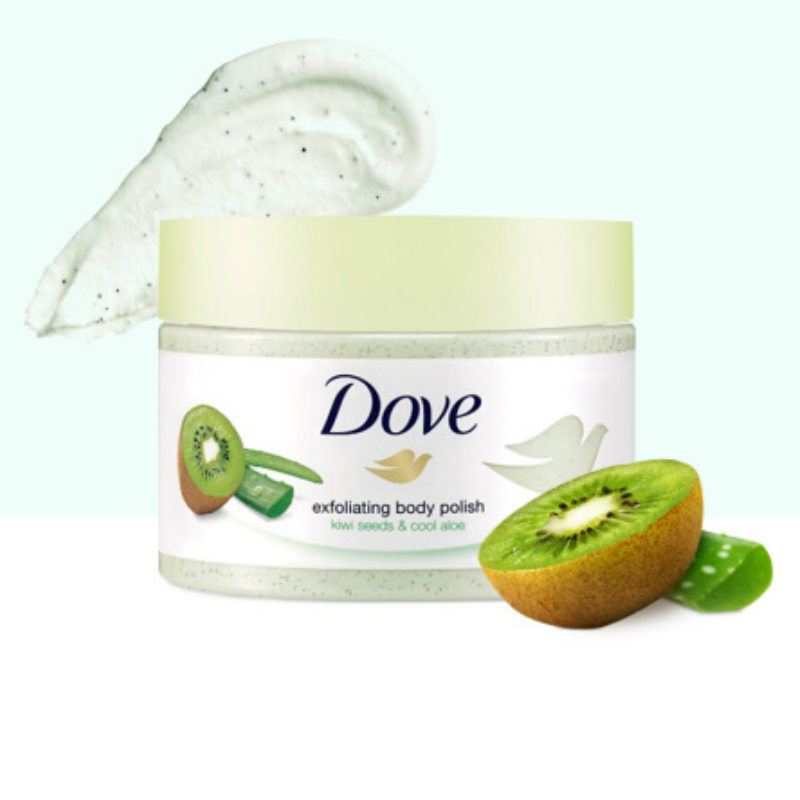 美国进口 多芬(Dove) 冰激凌身体磨砂膏 奇异果和芦荟风味 298g/罐 滋润去角质 敏感肌适用