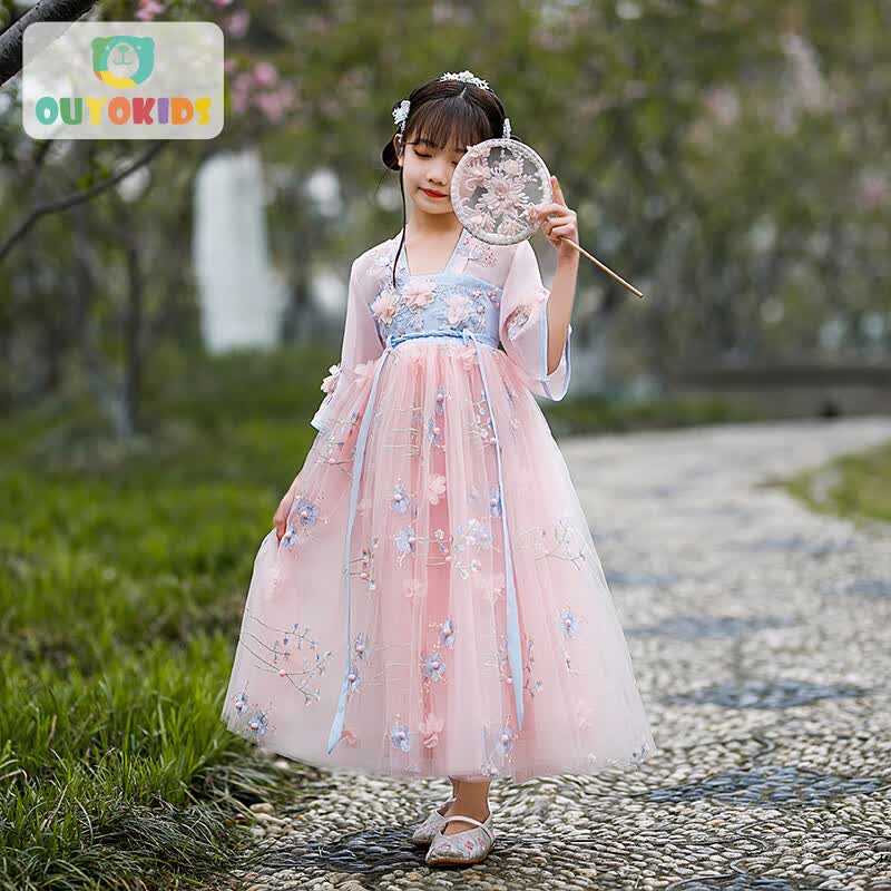欧育儿童汉服女童夏季连衣裙披帛中国风裙子女孩礼物B1474 150怎么看?
