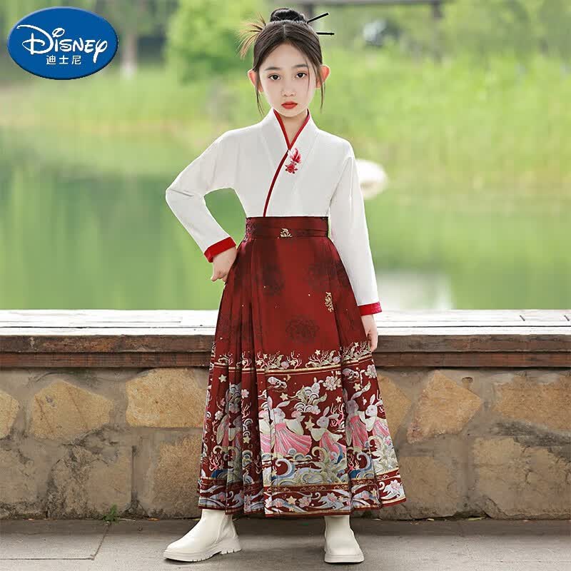 迪士尼（Disney）马面裙女童古装汉服套装裙子秋款2023新款儿童古风超仙半身裙秋季 红色 套装【马面裙+上衣】 140使用感如何?