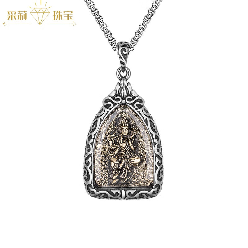 采莉泰国佛牌复古八大守护神项链男十二生肖钛钢吊坠本命佛挂饰配饰品