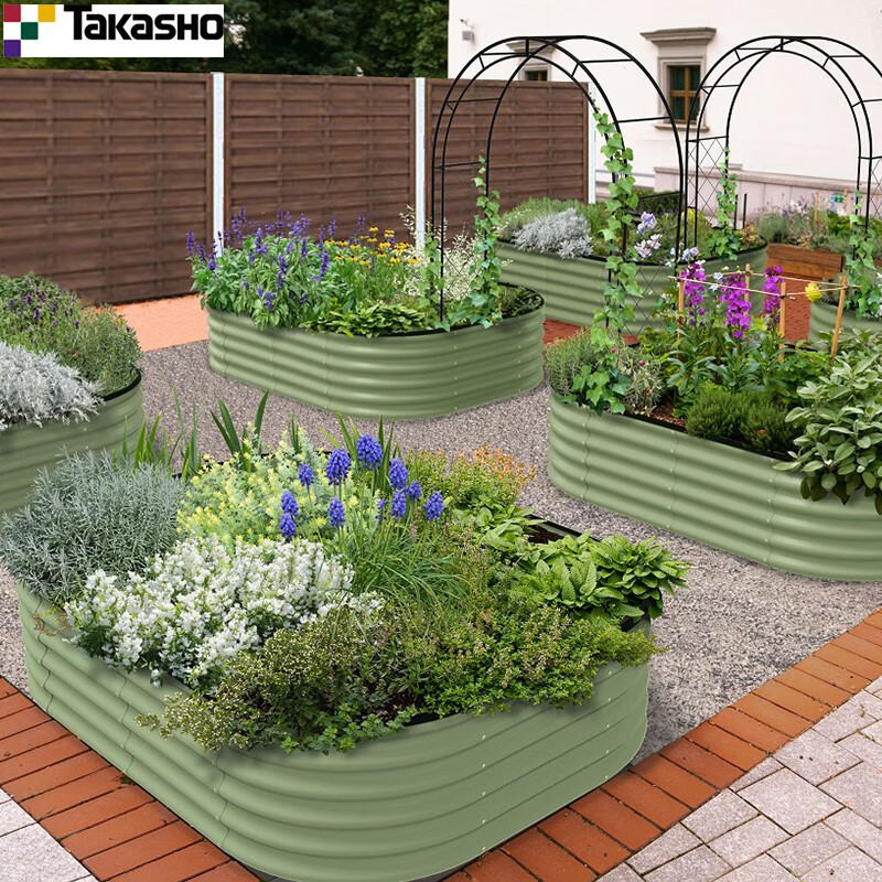 takasho马口铁种植框蔬菜花园6种组合自配vtb10a 豆沙绿