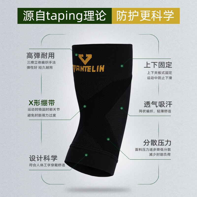 万特力·护 日本进口运动护肘男女羽毛球网球透气篮球护具肘部护具 新款黑色护肘单只装 S