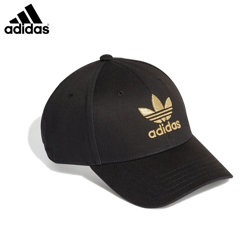 adidas阿迪达斯2021年新款帽子男女款棒球帽三叶草运动帽鸭舌帽遮阳防晒帽 FM1675金标/黑色