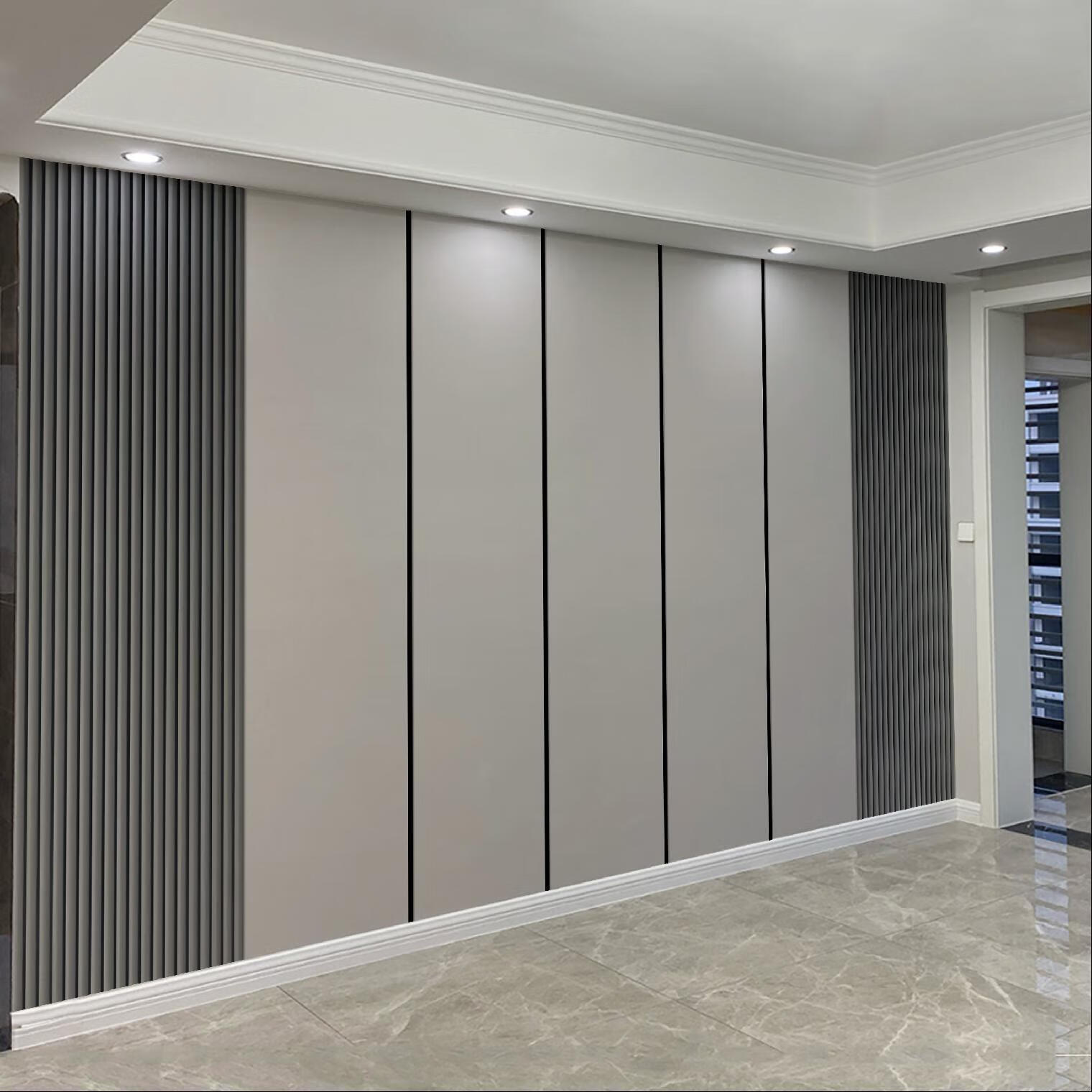 哲弘地轻奢风电视背景墙竹木纤维集成墙板格栅线条扣板 3d哑光-竹木