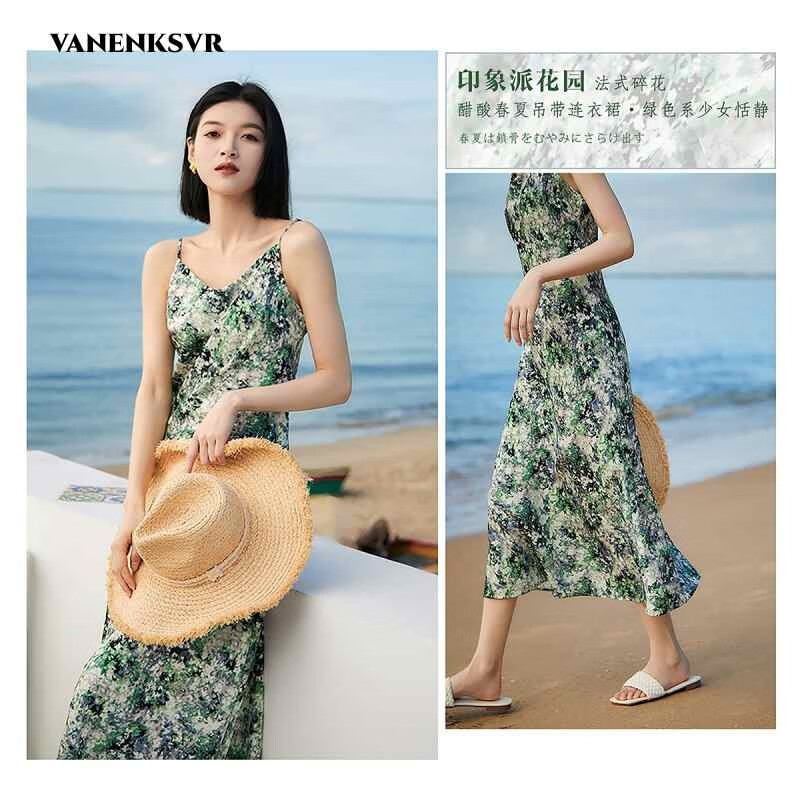 梵恩萨(vanenksvr)轻奢品牌女装 印象派花园 法式碎花 沙滩醋酸春夏