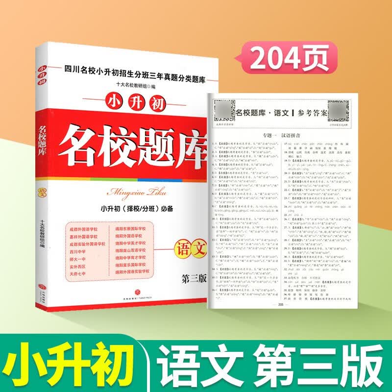 名校题库语文数学小升初择校分班小学五升六转学考招生真题分类集训四川名校小升初招生分班三年真题分类卷成都十大名校教研组 小升初语文