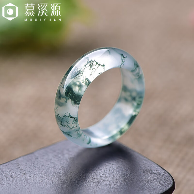 慕溪源天然水草玛瑙戒指指环玉髓女款男款 港度7号