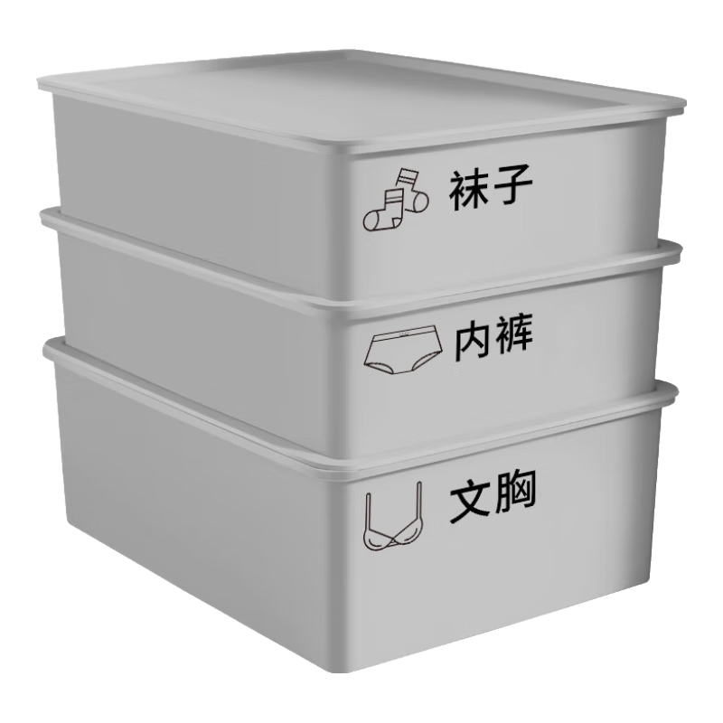 百亿补贴:希维思 SIVASS内衣收纳盒内裤袜子整理盒子家用衣柜三合一文胸贴身衣物分格神器 高级灰-加厚3件套【立省11.6元】19.8元