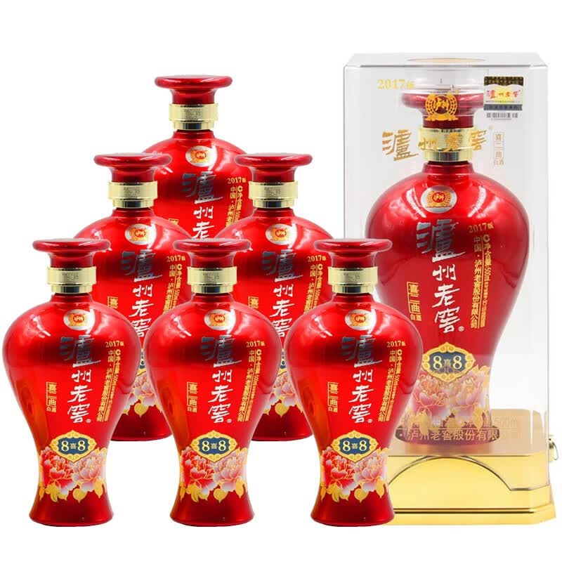 泸州老窖喜二曲白酒8喜852度高度白酒500ml6整箱装hamdeglmn