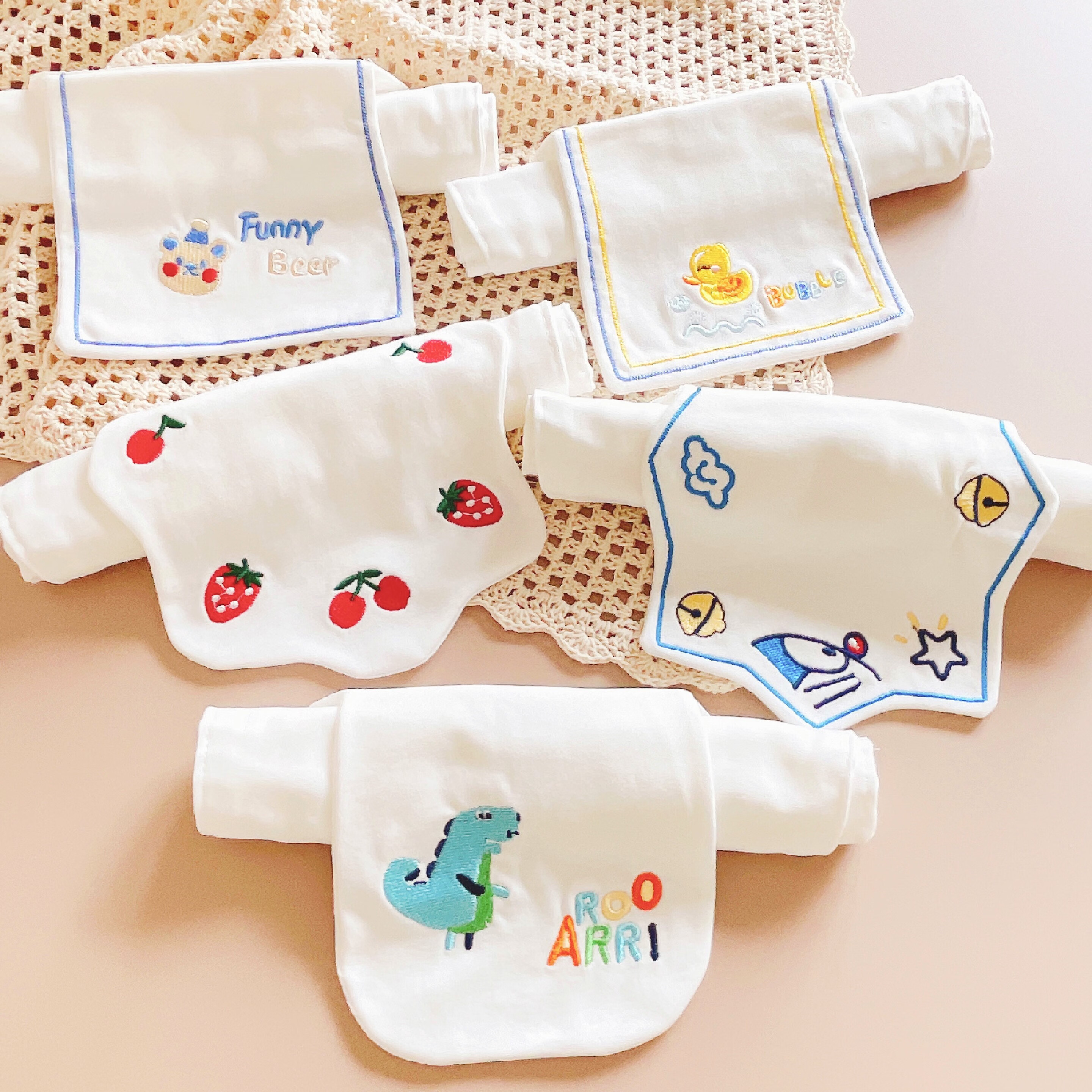 卓优卡吸汗巾纯棉纱布婴儿垫背巾宝宝背汗巾儿童纯棉幼儿园可爱隔汗巾